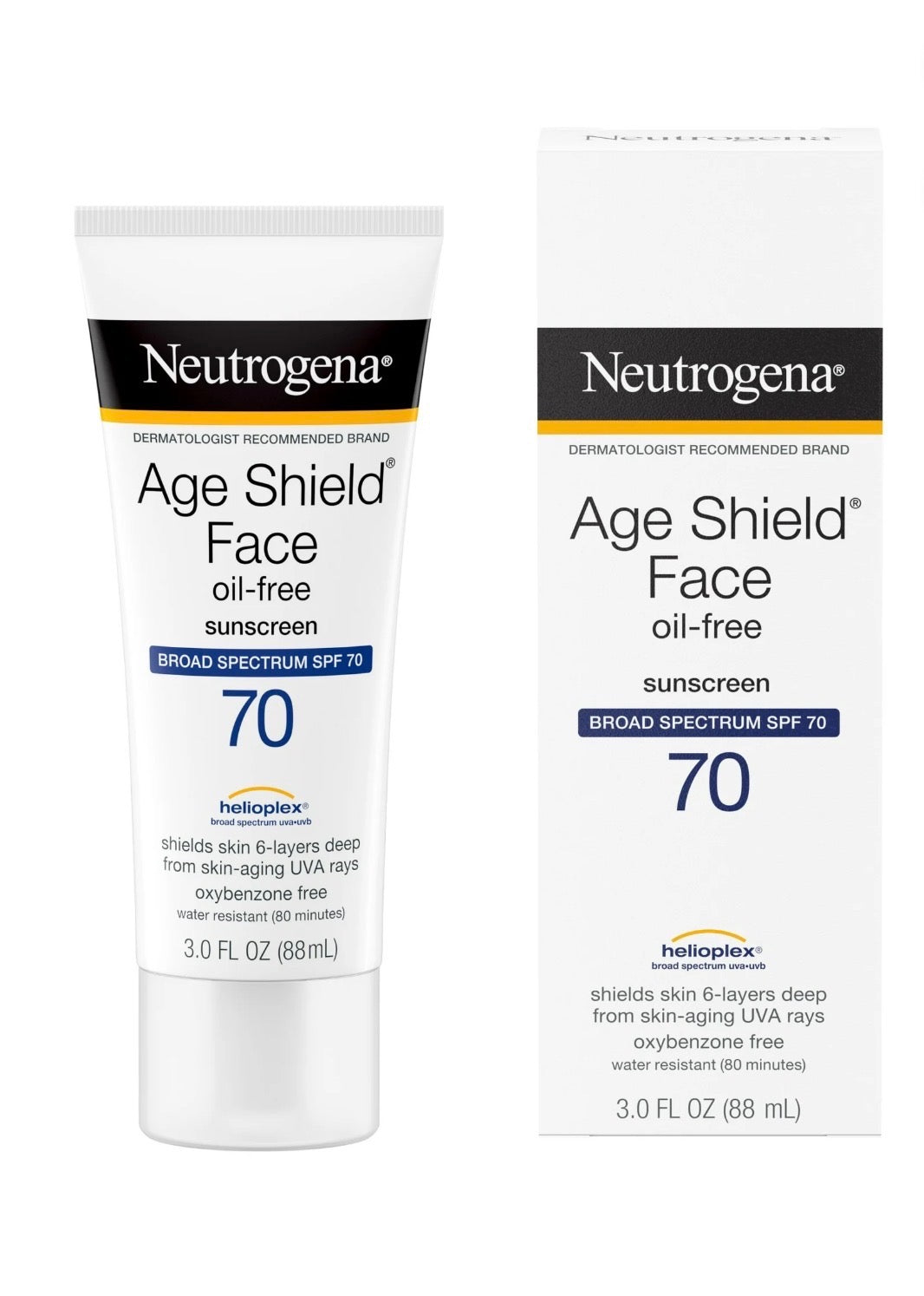 Neutrogena Age Shield Protector Solar Facial sin Aceite, Bloqueador Solar SPF 70, 3 fl oz
