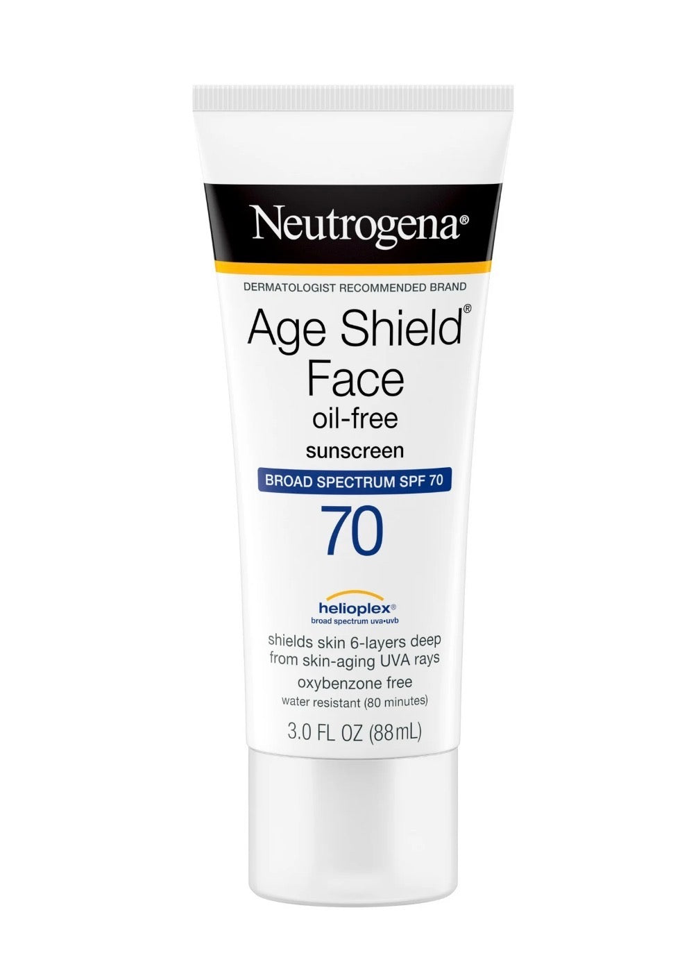 Neutrogena Age Shield Protector Solar Facial sin Aceite, Bloqueador Solar SPF 70, 3 fl oz